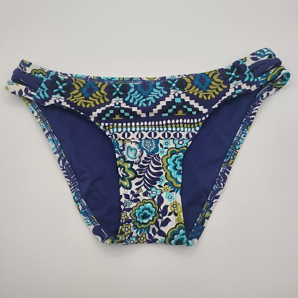 Blue and Green Floral Pattern Bikini Bottoms